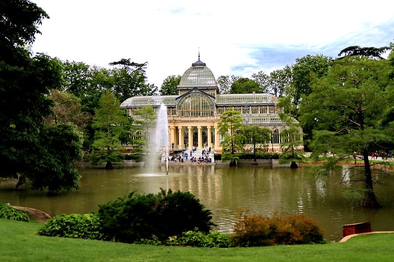 Park in Madrid with iconic building
