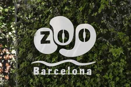 Sign at entrance of Barcelona zoo with their logo